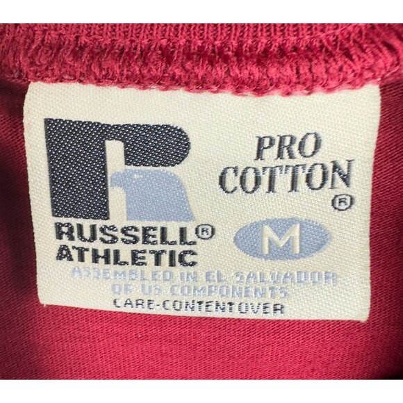 Russell Athletic NFL Cougars  Mock Neck Shirt Men M Red Long Sleeve Embroidered - Picture 6 of 11